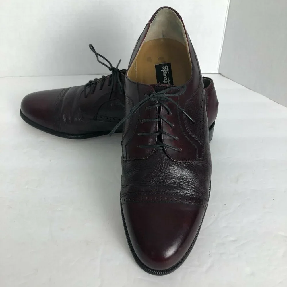 Stamati Mastroianni Leather Oxfords Men's size 10 Oxblood Cap Toe Made in Italy